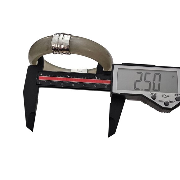 Silpada Sterling Silver Lucite Frosted Smoky Hinged Bangle Bracelet - Picture 11 of 12